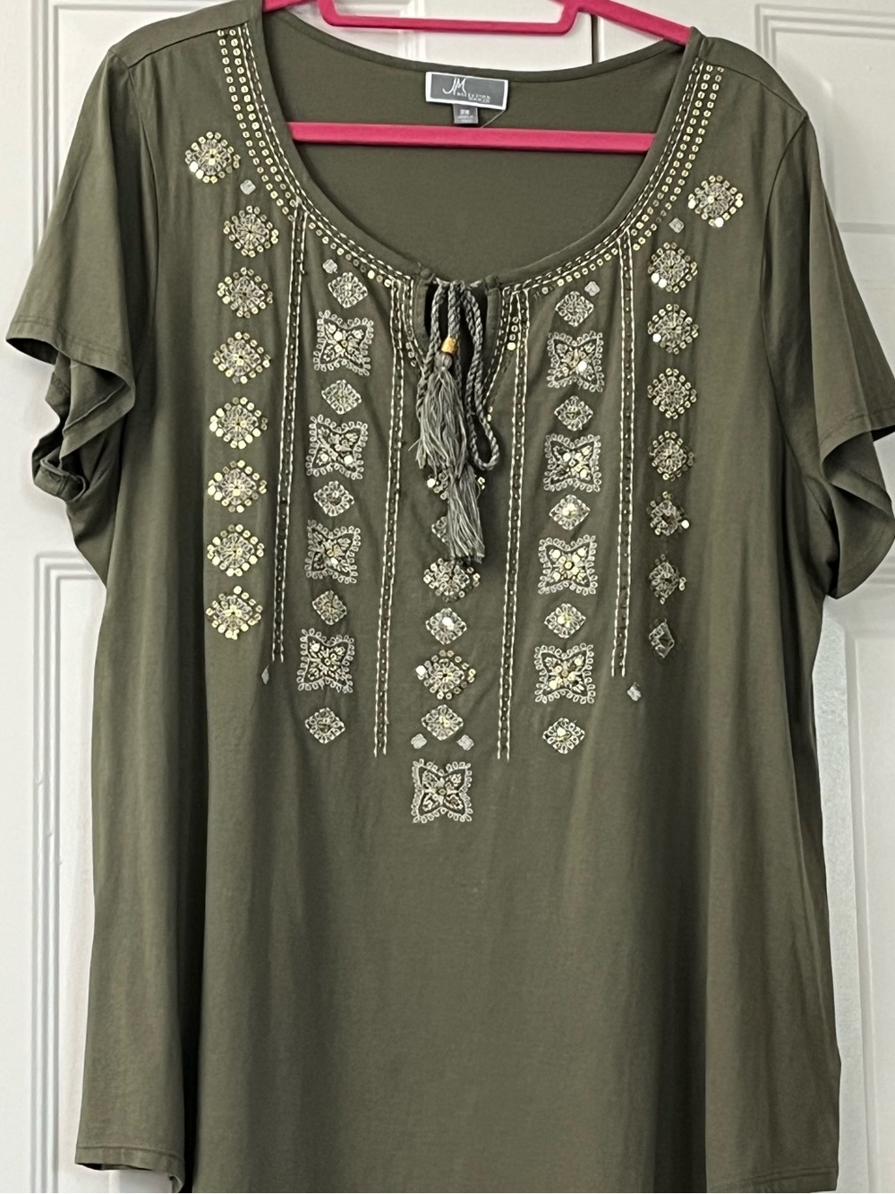 J M Collection 2X Embellished Cotton T-Shirt